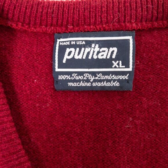 Vintage Puritan Sweater Mens XL Lambswool Red VNeck Sleeveless Vest Made in USA - Picture 2 of 7